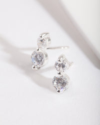 Silver Cubic Zirconia Double Stone Earrings - link has visual effect only