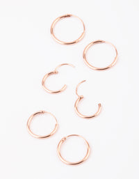 Rose Gold Plated Sterling Silver Plain Hoop Earring Pack - link has visual effect only