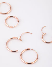 Rose Gold Plated Sterling Silver Plain Hoop Earring Pack - link has visual effect only