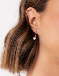 Rose Gold Plated Sterling Silver Sleek Cubic Zirconia Drop Earrings - link has visual effect only