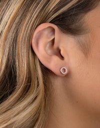 Rose Gold Plated Sterling Silver Pave Open Circle Stud Earrings - link has visual effect only