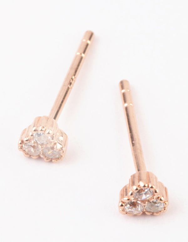 Rose Gold Plated Sterling Silver Cluster Stud Earrings