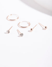 Rose Gold Plated Sterling Silver Diamante Ball & Hoop Earring Pack - link has visual effect only