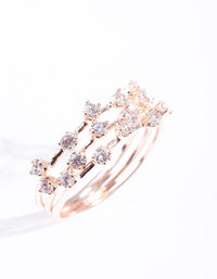 Rose Gold Cubic Zirconia Pattern Ring Stack - link has visual effect only