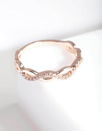 Rose Gold Cubic Zirconia Half Diamante Rope Ring - link has visual effect only