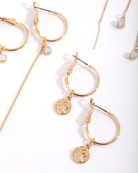 Gold Plated Charm Hoop Earring Pack - link has visual effect only