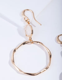 Gold Plated Clear Quartz Open Circle Earrings - link has visual effect only