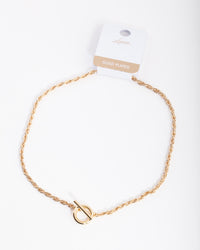 Gold Plated Rope Necklace with Front Clasp - link has visual effect only