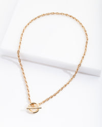 Gold Plated Rope Necklace with Front Clasp - link has visual effect only