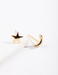 Gold Plated Sterling Silver Celestial Mismatch Earrings - link has visual effect only