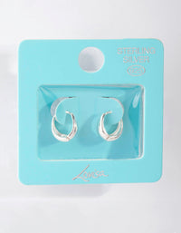 Sterling Silver Oval Chunky Huggie Earrings - link has visual effect only