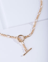 Gold Plated Figaro Chain T&O Short Necklace - link has visual effect only