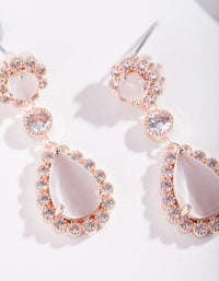 Rose Gold Diamond Simulant Floral Earrings - link has visual effect only