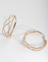 Gold Crossover Multi Hoop Earrings - link has visual effect only