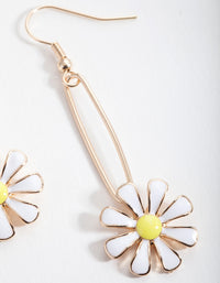 Gold Oval Daisy Drop Earrings - link has visual effect only