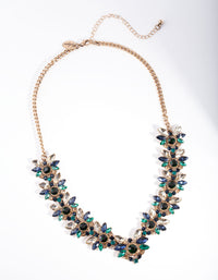 Blue Flower Stone Set Necklace - link has visual effect only