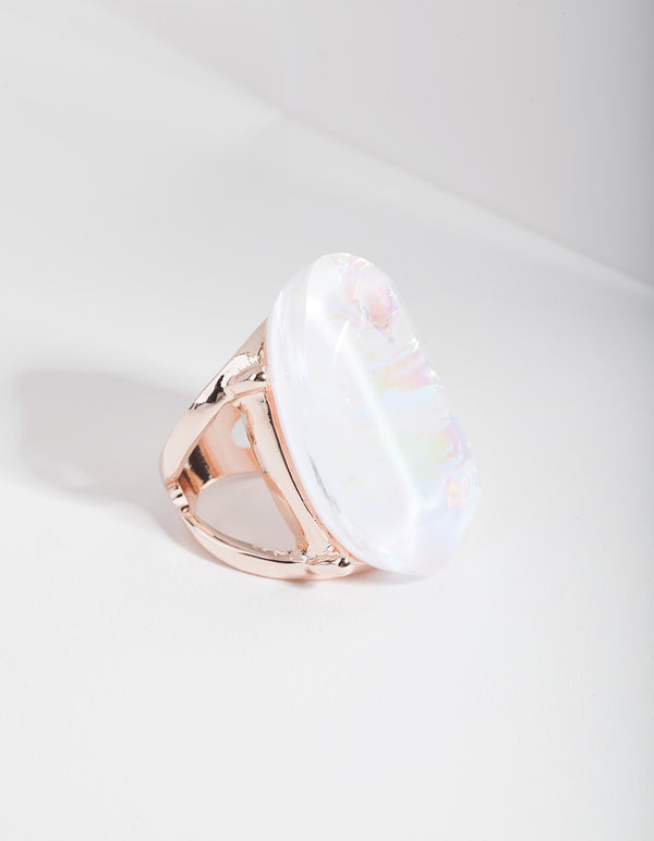 Rose Gold White Cocktail Ring