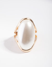 Gold Statement Pearl Stone Ring - link has visual effect only