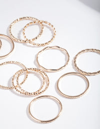 Gold Textured Mixed Size Ring Pack - link has visual effect only