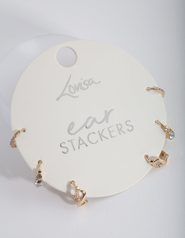 Gold Huggie Hoop Earring Stack Pack