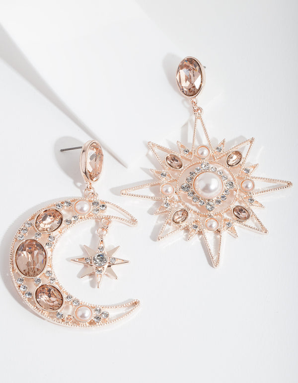 Rose Gold Statement Celestial Earrings