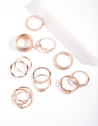 Rose Gold Diamante Leaf Ring 12-Pack - link has visual effect only