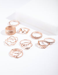 Rose Gold Diamante Leaf Ring 12-Pack - link has visual effect only