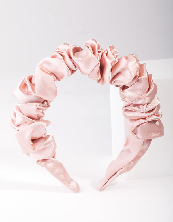 Pink Satin Scrunch Headband