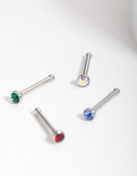 Rhodium Jewel Nose Stud 4-Pack - link has visual effect only