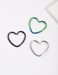 Mixed Metal Heart Earring Pack - link has visual effect only