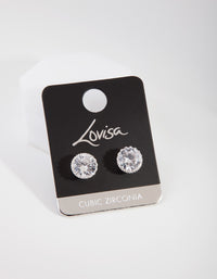 Silver Cubic Zirconia Classic Stud Earrings - link has visual effect only