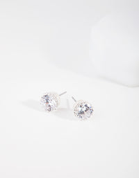 Silver Cubic Zirconia Classic Stud Earrings - link has visual effect only