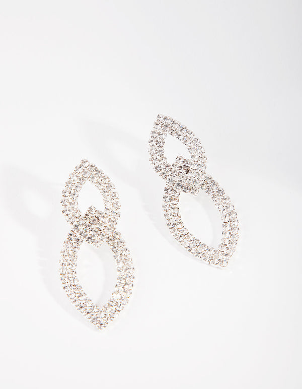 Silver Pave Teardrop Earrings