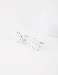 Silver Cubic Zirconia Bow Stud Earrings - link has visual effect only