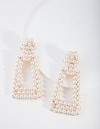 Gold Pearl Trapeze Drop Earring - link has visual effect only