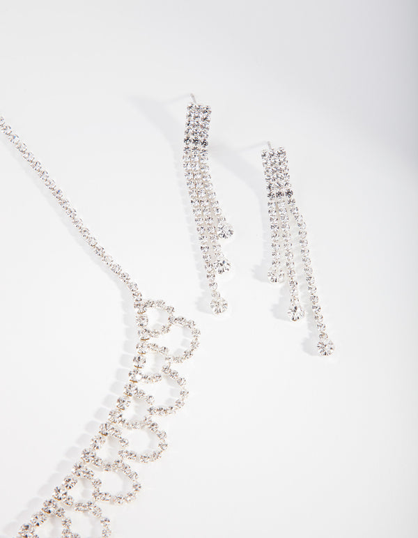 Silver Cupchain Necklace & Earrings Set