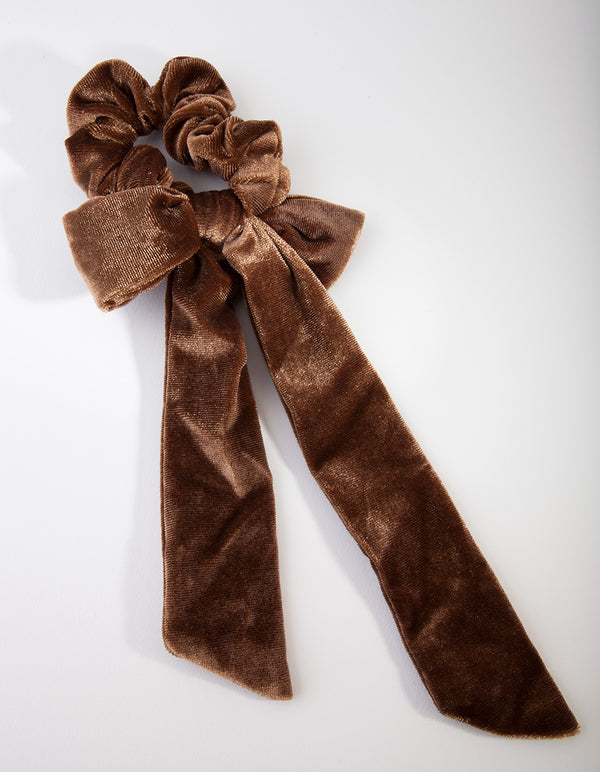 Brown Velvet Scarf Scrunchie