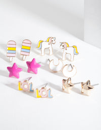 Kids Unicorn Mix Stud Earring 6-Pack - link has visual effect only