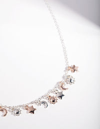 Mixed Metal Star Moon Sun Necklace - link has visual effect only