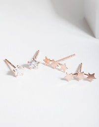 Rose Gold Plated Sterling Silver Star Crawler Earring Pack - link has visual effect only