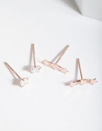 Rose Gold Plated Sterling Silver Star Crawler Earring Pack - link has visual effect only