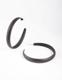 Black Coated Metal Hoop Earrings - link has visual effect only