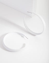 White Matte Open Hoop Earrings - link has visual effect only