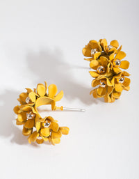 Yellow Mini Cluster Flower Hoop Earrings - link has visual effect only