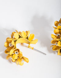 Yellow Mini Cluster Flower Hoop Earrings - link has visual effect only