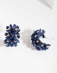 Blue Mini Cluster Flower Hoop Earrings - link has visual effect only