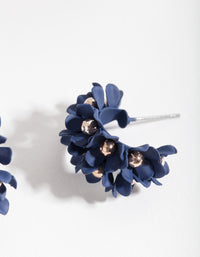 Blue Mini Cluster Flower Hoop Earrings - link has visual effect only