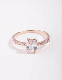 Rose Gold Plated Sterling Silver Cubic Zirconia Oval Engagement Ring - link has visual effect only