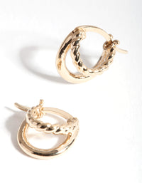 Gold Plated Sterling Silver Twisted Double Hoop Earrings - link has visual effect only