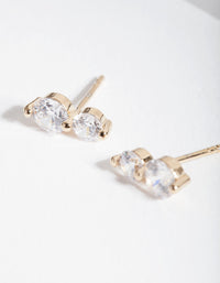 Gold Plated Sterling Silver Double Crystal Stud Earrings - link has visual effect only